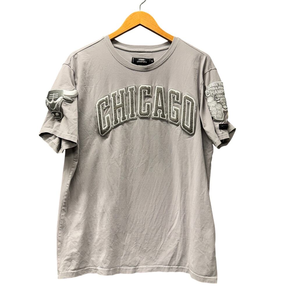 Chicago‎ Bulls T-Shirt Mens XL Gray Embroidered Patches Pro Standard Tee